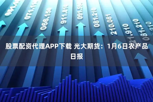 股票配资代理APP下载 光大期货：1月6日农产品日报